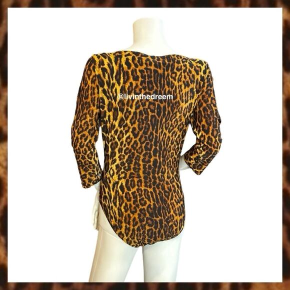 #T163 NWOT NORMA KAMALI Women's Pantera Leopard Print Scoop Neck Bodysuit $145 - Picture 11 of 16